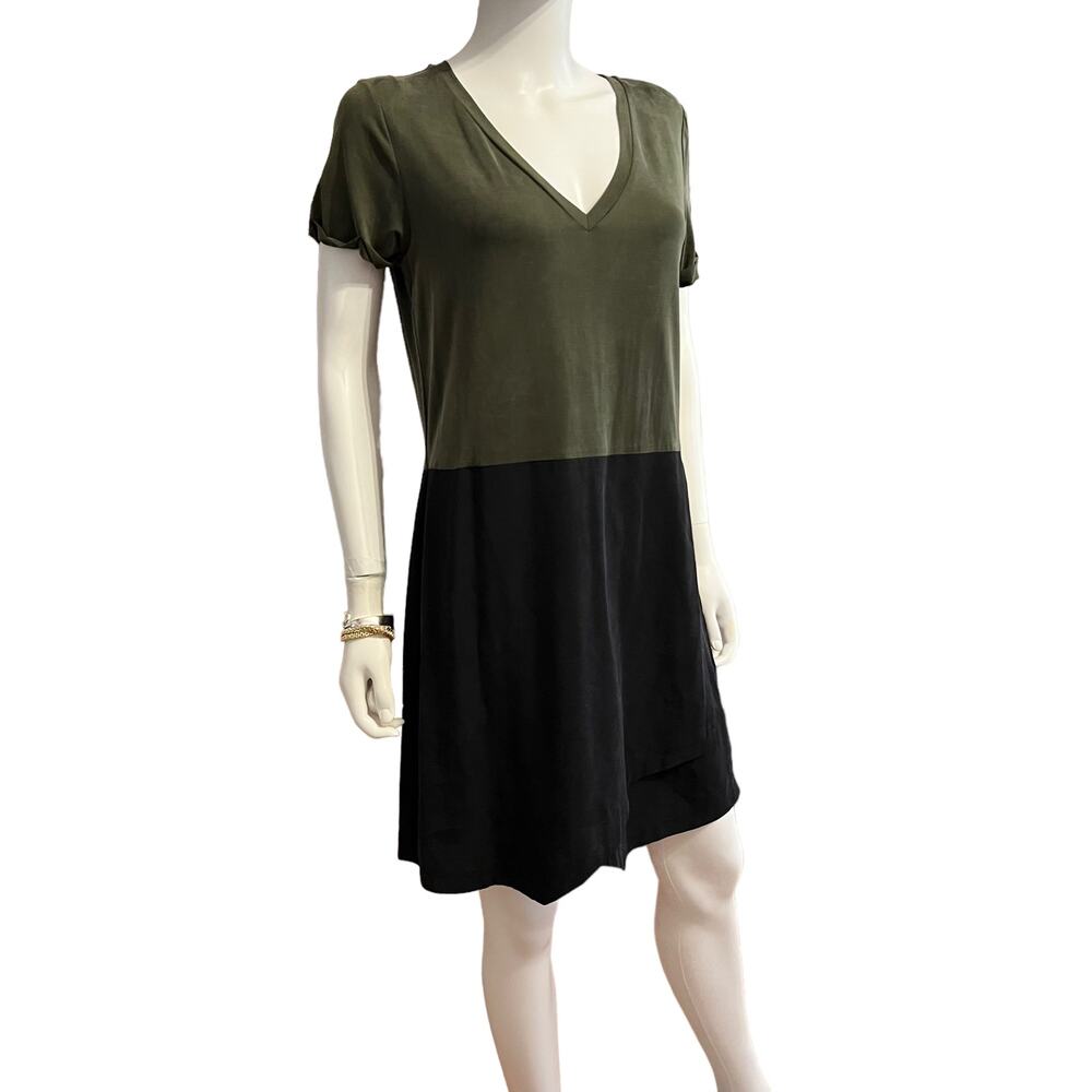 Anthropologie Dolan Olive Green Black Shift T-Shirt Dress, M